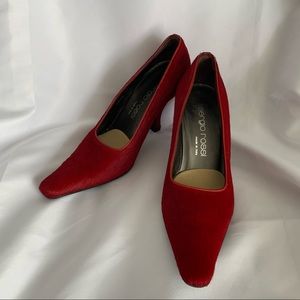 Sergio Rossi Red Pony Hair Heels